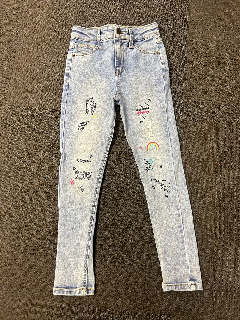 Cat & Jack Light Blue Embroidered Skinny Jeans